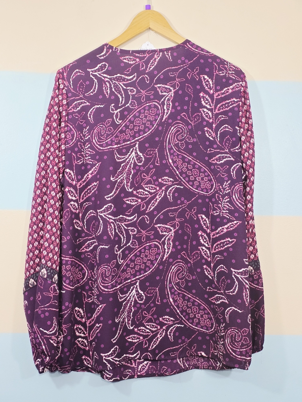 Dressbarn Purple Paisley Peasant Top - Picture 5 of 8